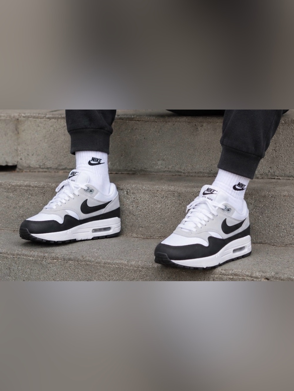 Nike Air Max 1 Black White Retro Sneakers Youth Size 5Y